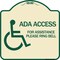 Signmission ADA Access for Assistance Ring Bell W/ New Isa Heavy-Gauge Aluminum Sign, 18" H, TG-1818-24352 A-DES-TG-1818-24352 - alternate 1